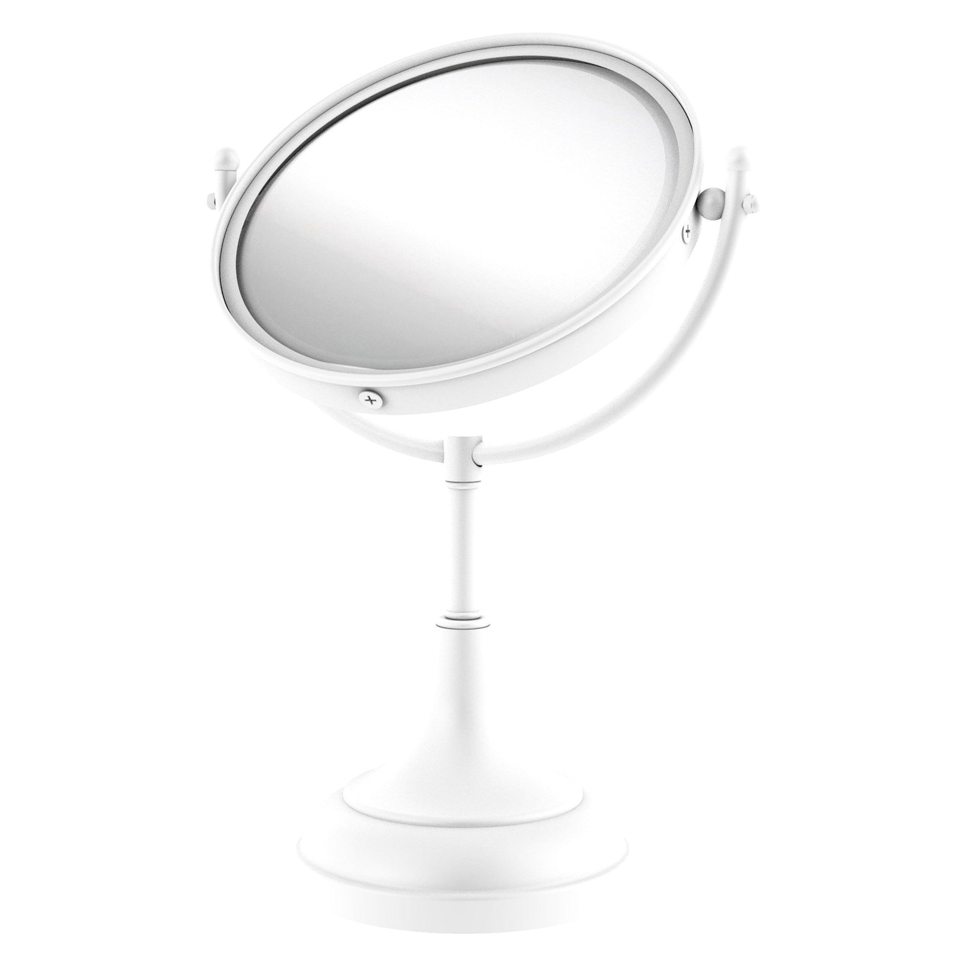 Allied Brass DM-2/5X 8" x 8" Matte White Solid Brass Vanity Top Make-Up Mirror 5X Magnification