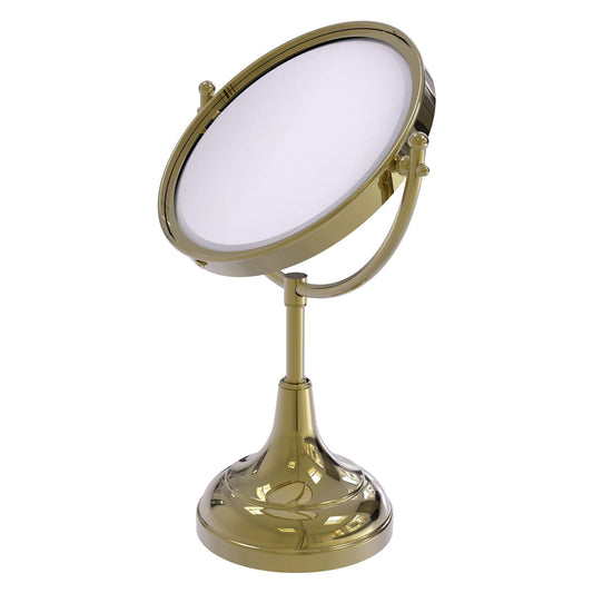 Allied Brass DM-2/5X 8" x 8" Unlacquered Brass Solid Brass Vanity Top Make-Up Mirror 5X Magnification