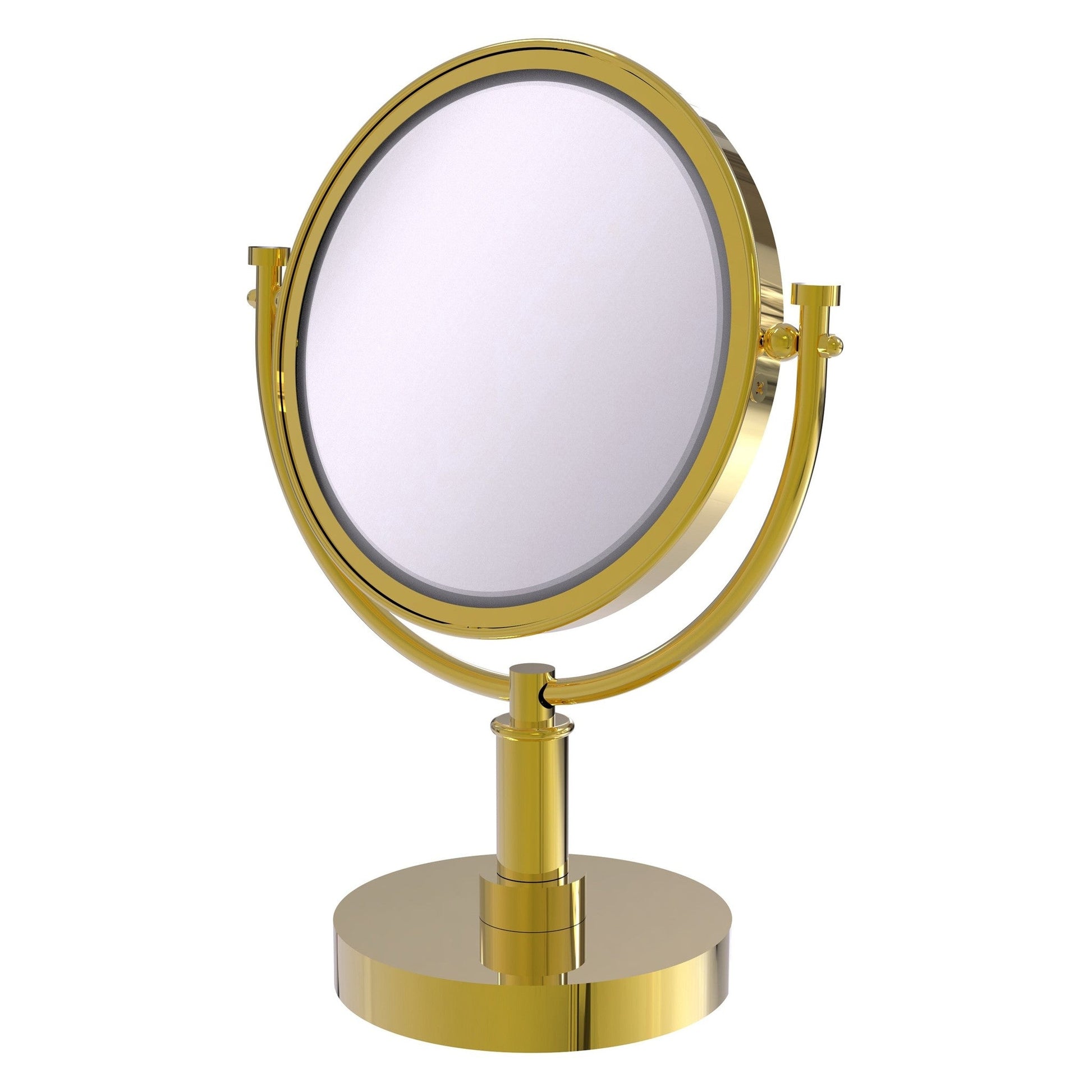 Allied Brass DM-4/2X 8" x 8" Polished Brass Solid Brass Vanity Top Make-Up Mirror 2X Magnification