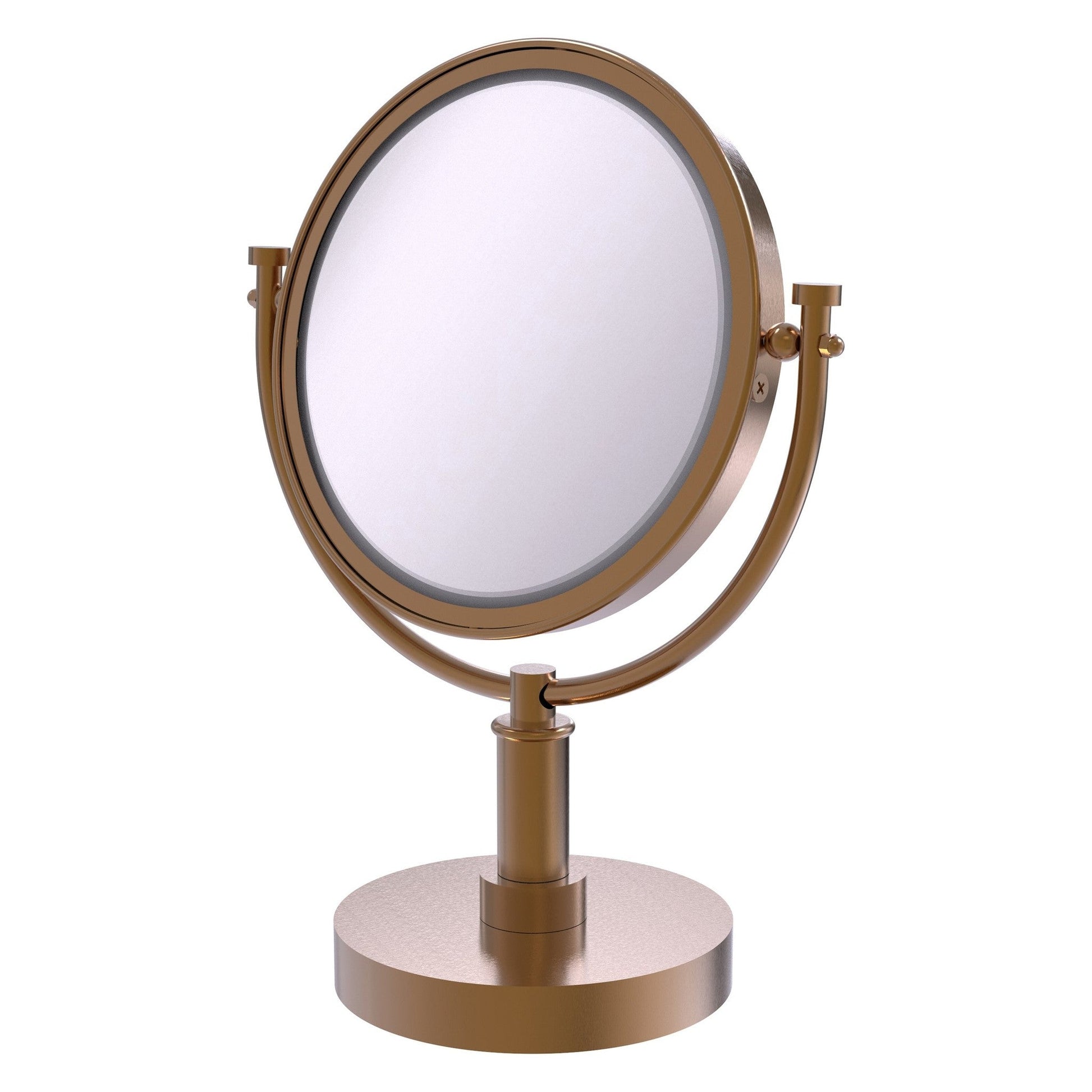 Allied Brass DM-4/4X 8" x 8" Brushed Bronze Solid Brass Vanity Top Make-Up Mirror 4X Magnification