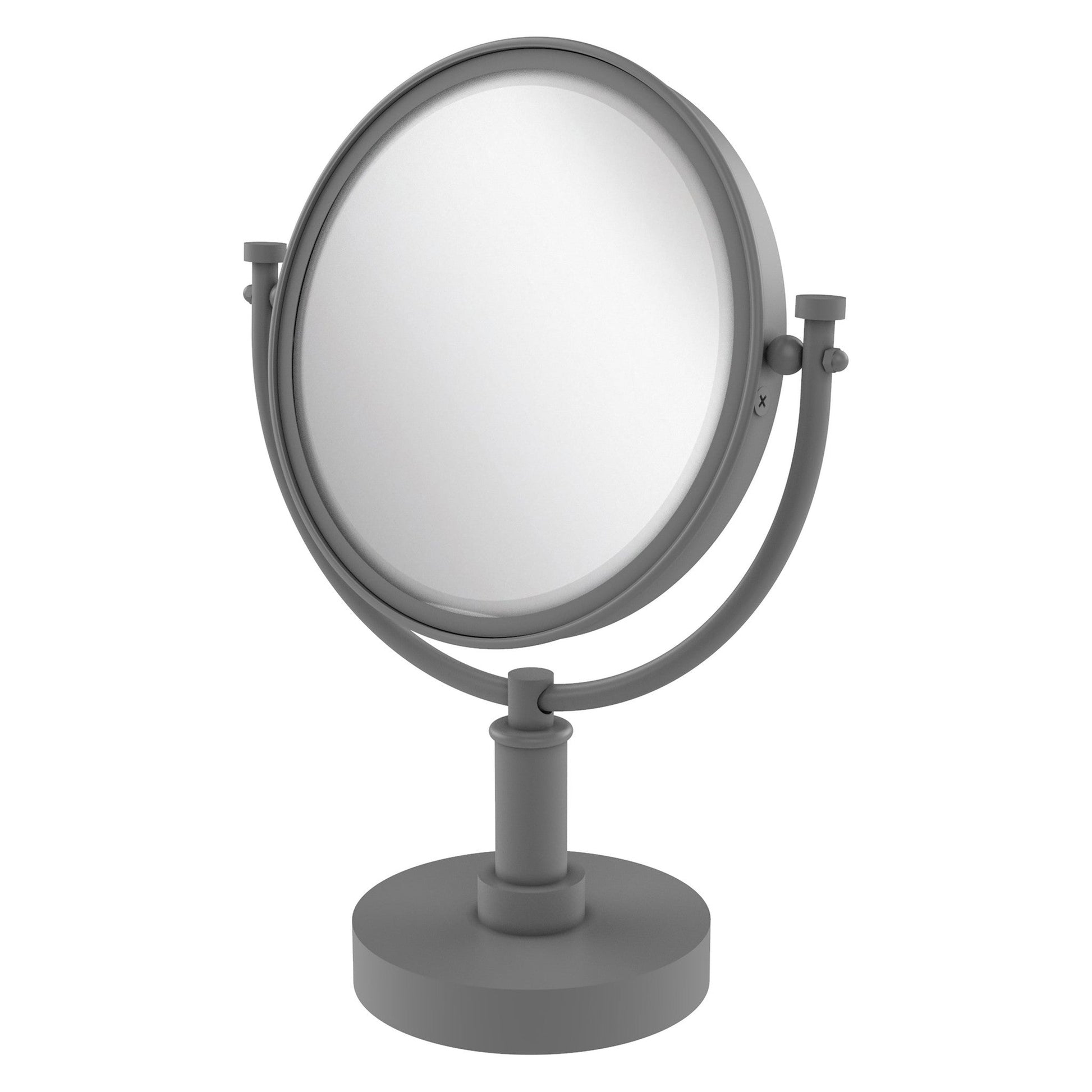 Allied Brass DM-4/5X 8" x 8" Matte Gray Solid Brass Vanity Top Make-Up Mirror 5X Magnification