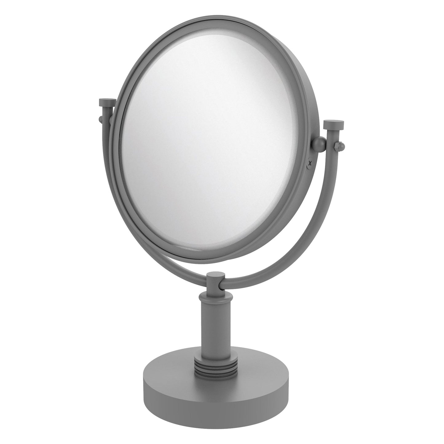 Allied Brass DM-4D/2X 8" x 8" Matte Gray Solid Brass Vanity Top Make-Up Mirror 2X Magnification