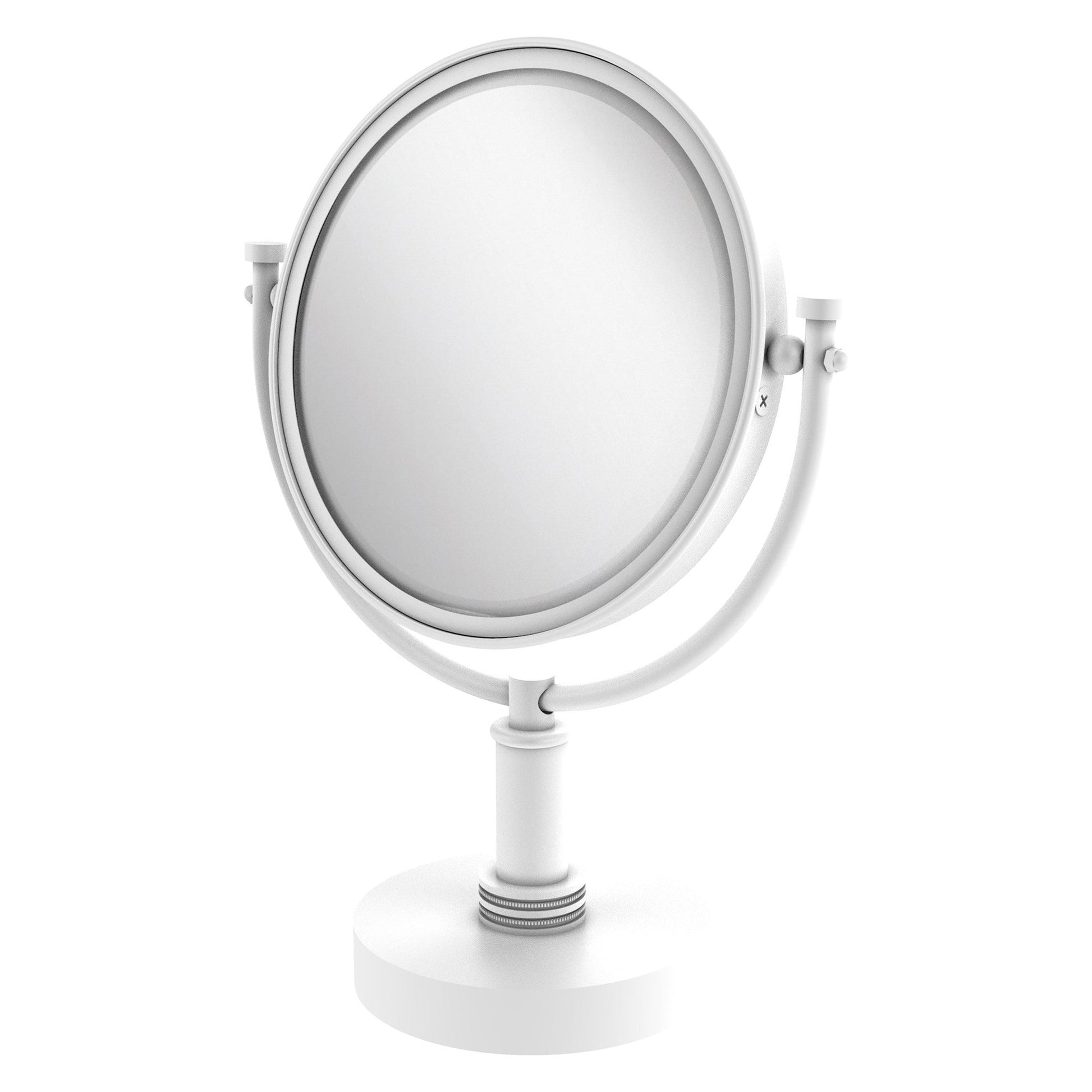Allied Brass DM-4D/2X 8" x 8" Matte White Solid Brass Vanity Top Make-Up Mirror 2X Magnification