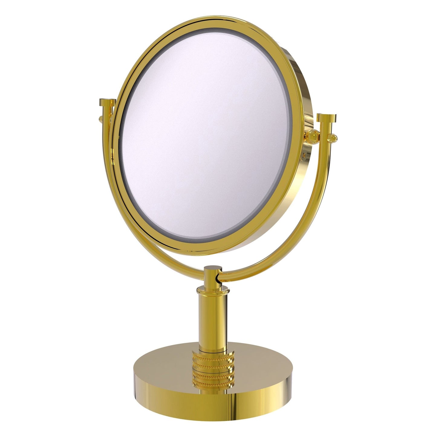 Allied Brass DM-4D/3X 8" x 8" Polished Brass Solid Brass Vanity Top Make-Up Mirror 3X Magnification