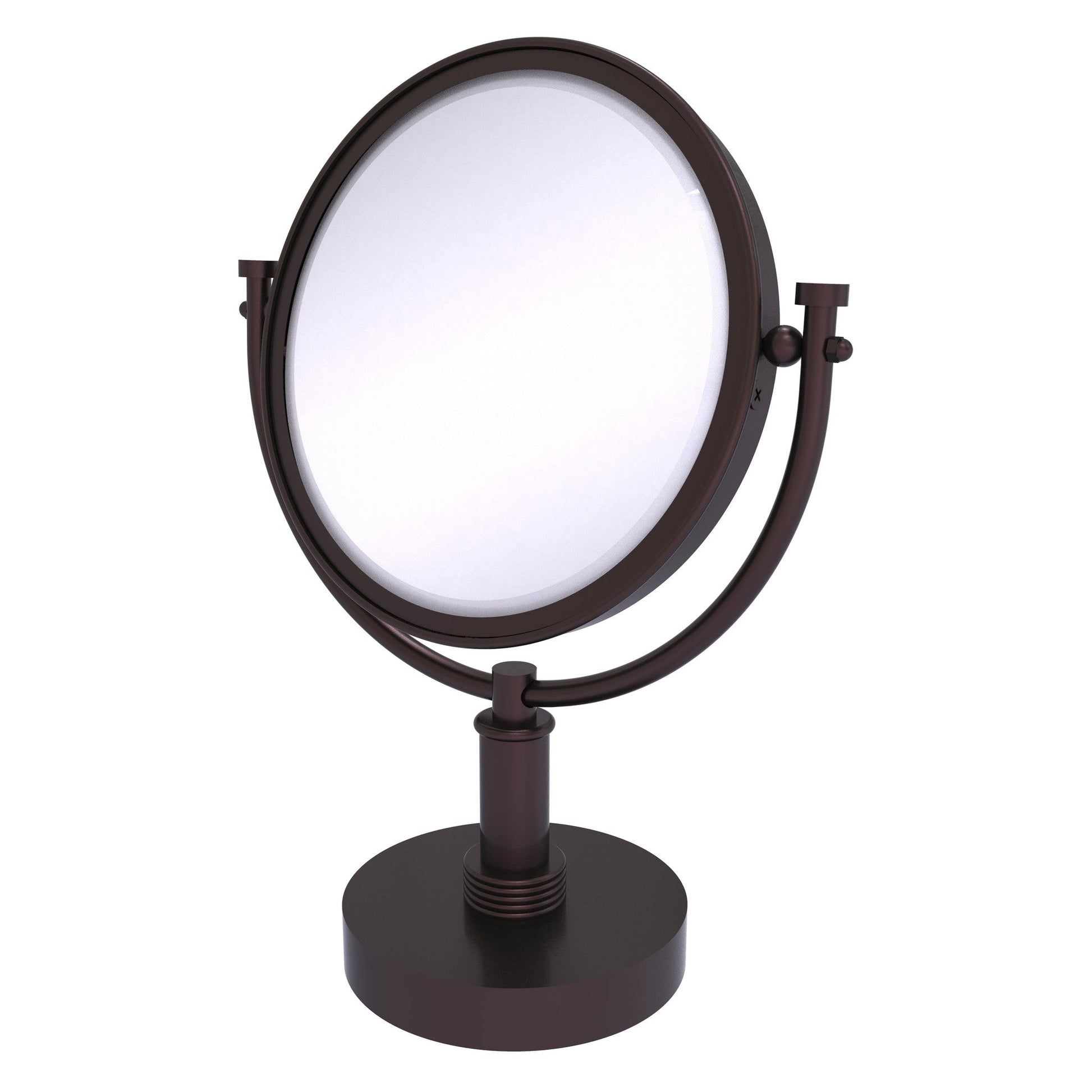 Allied Brass DM-4G/2X 8" x 8" Antique Bronze Solid Brass Vanity Top Make-Up Mirror 2X Magnification