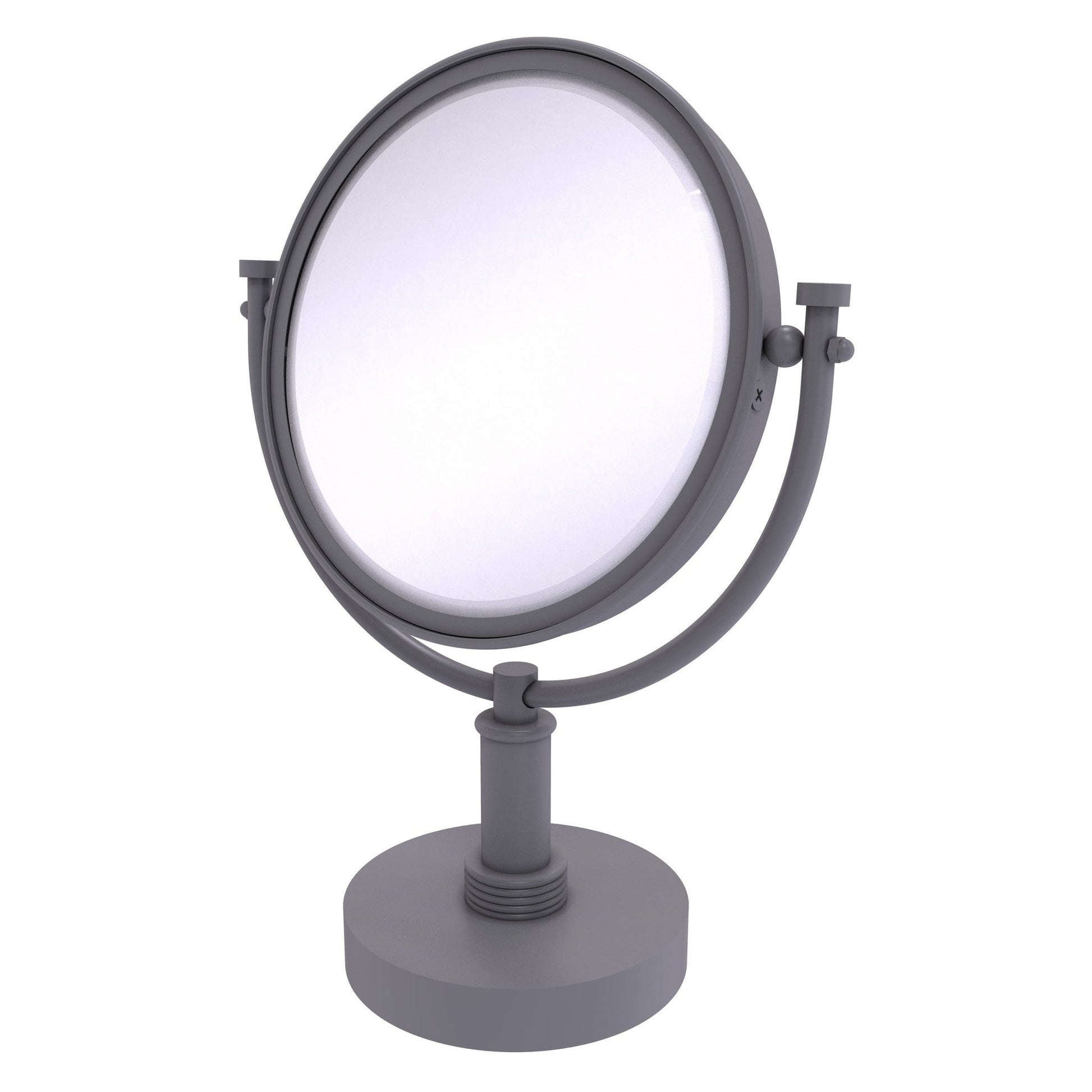 Allied Brass DM-4G/2X 8" x 8" Matte Gray Solid Brass Vanity Top Make-Up Mirror 2X Magnification