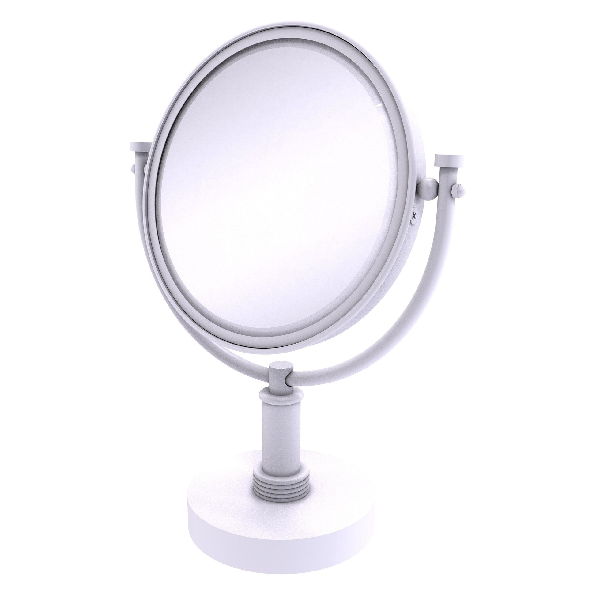 Allied Brass DM-4G/2X 8" x 8" Matte White Solid Brass Vanity Top Make-Up Mirror 2X Magnification