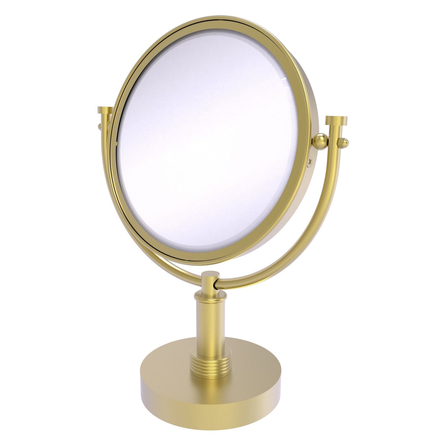 Allied Brass DM-4G/2X 8" x 8" Satin Brass Solid Brass Vanity Top Make-Up Mirror 2X Magnification