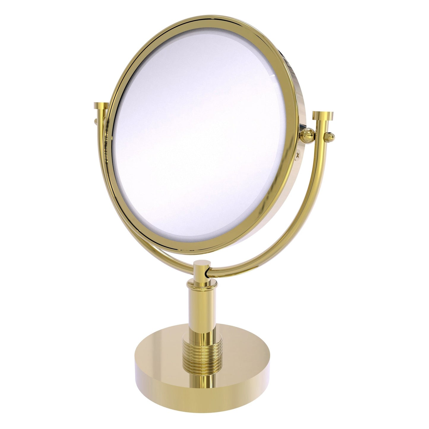 Allied Brass DM-4G/2X 8" x 8" Unlacquered Brass Solid Brass Vanity Top Make-Up Mirror 2X Magnification