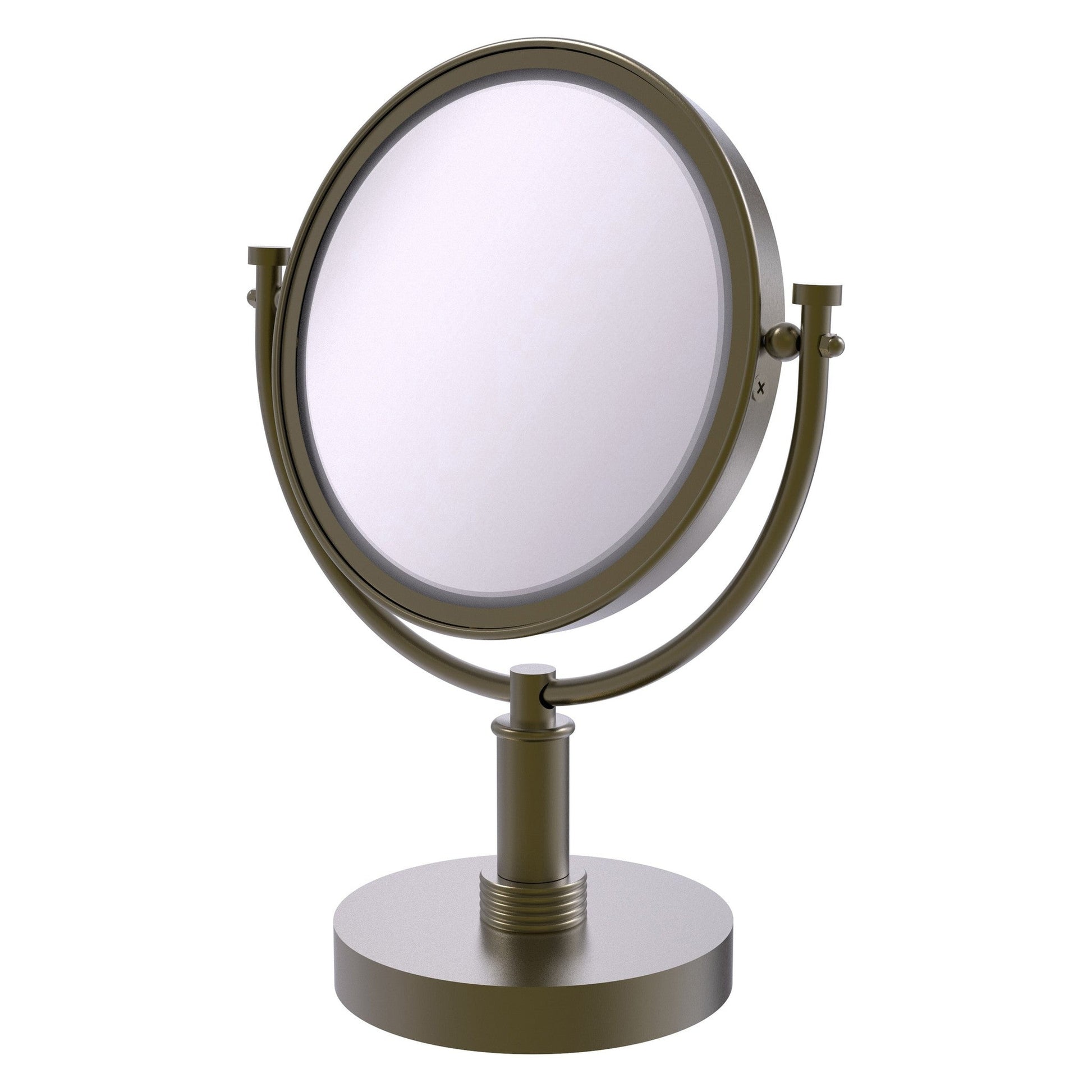 Allied Brass DM-4G/3X 8" x 8" Antique Brass Solid Brass Vanity Top Make-Up Mirror 3X Magnification