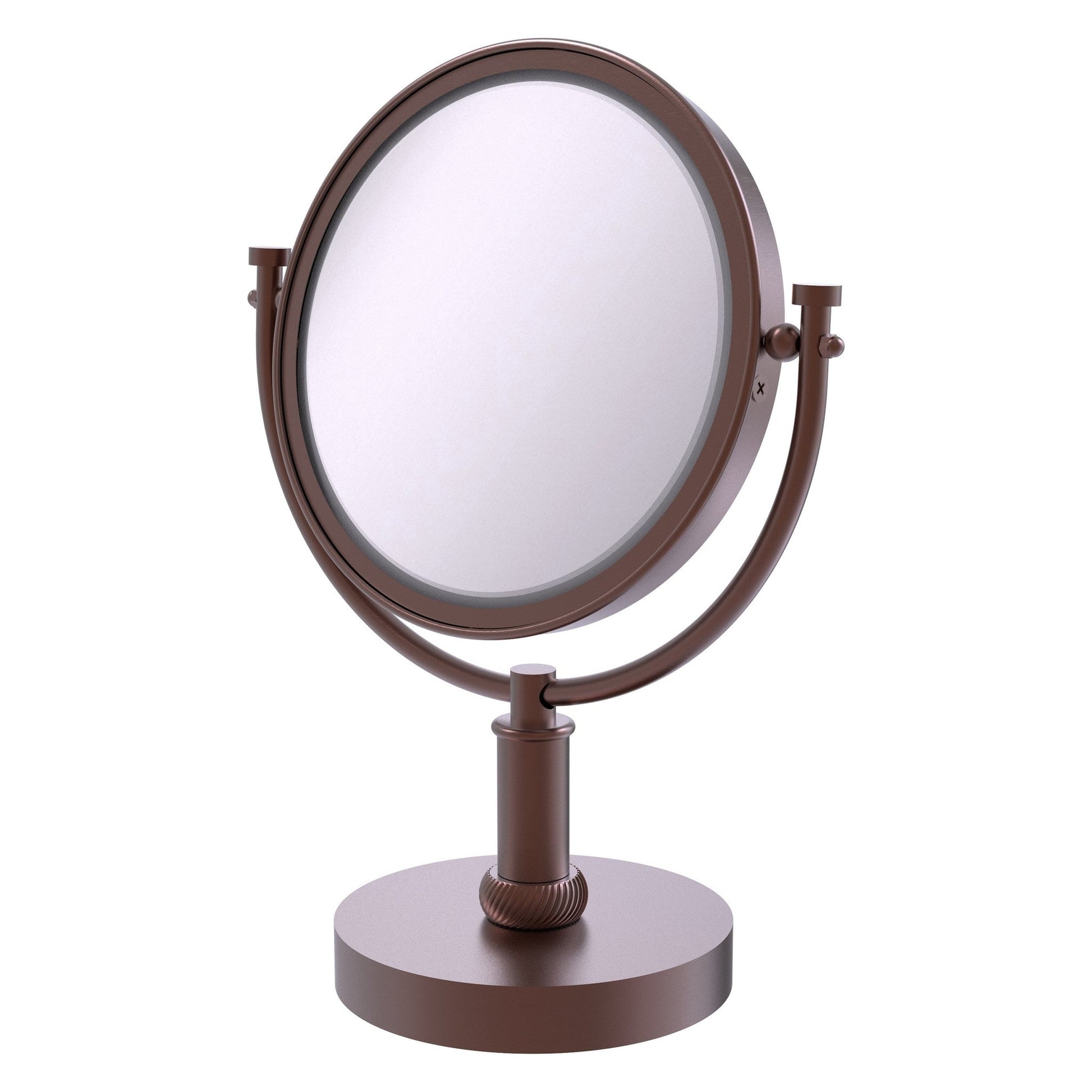 Allied Brass DM-4T/2X 8" x 8" Antique Copper Solid Brass Vanity Top Make-Up Mirror 2X Magnification