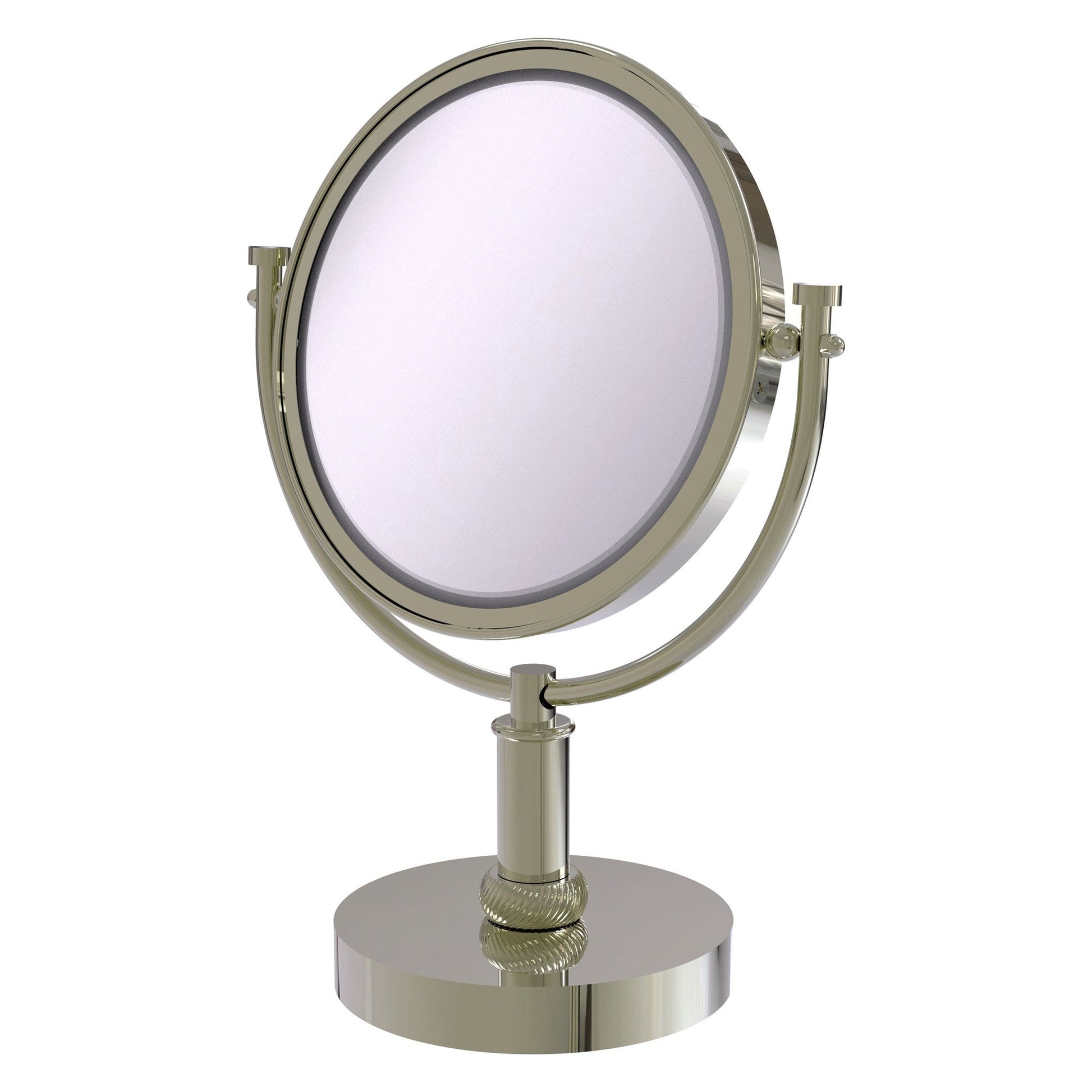 Allied Brass DM-4T/2X 8" x 8" Polished Nickel Solid Brass Vanity Top Make-Up Mirror 2X Magnification