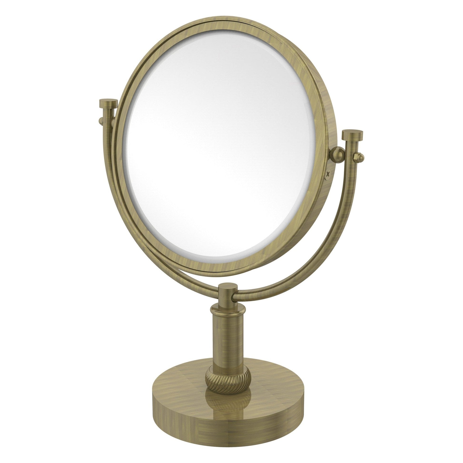 Allied Brass DM-4T/3X 8" x 8" Antique Brass Solid Brass Vanity Top Make-Up Mirror 3X Magnification