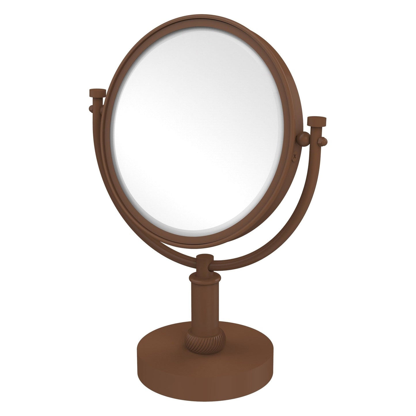 Allied Brass DM-4T/3X 8" x 8" Antique Bronze Solid Brass Vanity Top Make-Up Mirror 3X Magnification