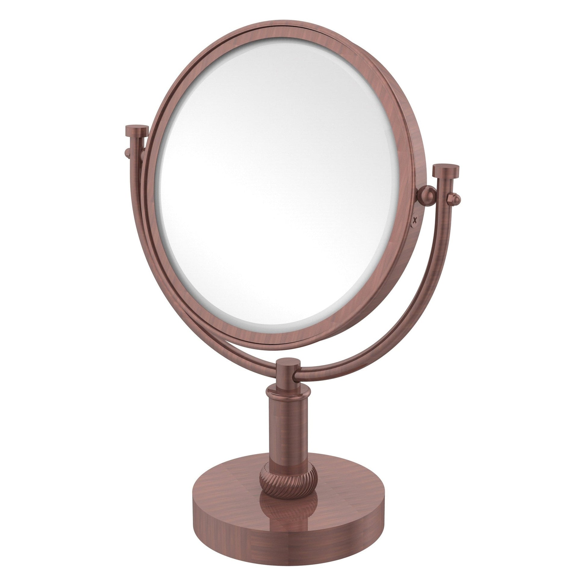 Allied Brass DM-4T/3X 8" x 8" Antique Copper Solid Brass Vanity Top Make-Up Mirror 3X Magnification