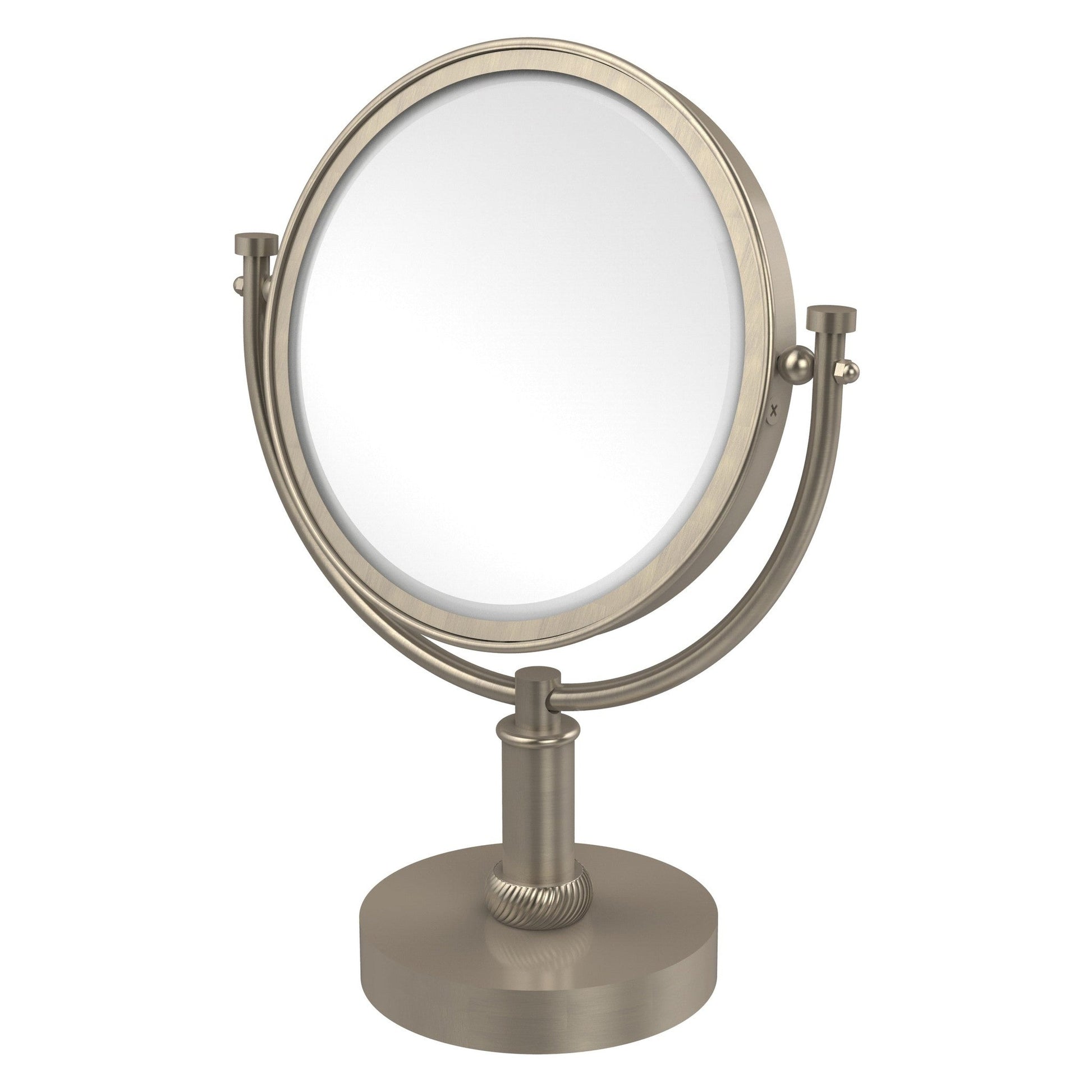 Allied Brass DM-4T/3X 8" x 8" Antique Pewter Solid Brass Vanity Top Make-Up Mirror 3X Magnification