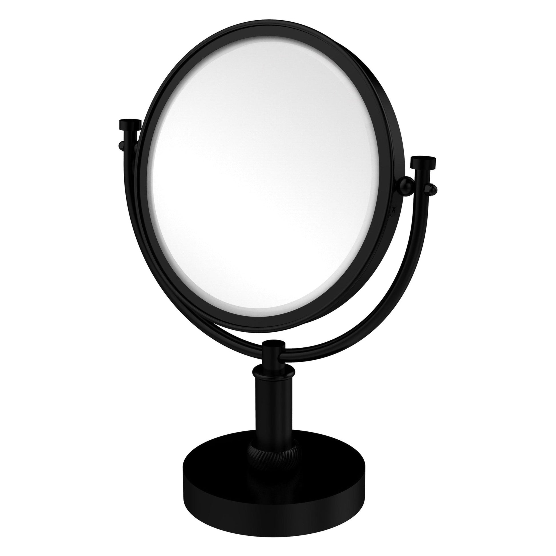 Allied Brass DM-4T/3X 8" x 8" Matte Black Solid Brass Vanity Top Make-Up Mirror 3X Magnification