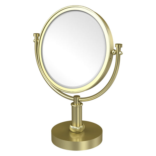 Allied Brass DM-4T/3X 8" x 8" Satin Brass Solid Brass Vanity Top Make-Up Mirror 3X Magnification