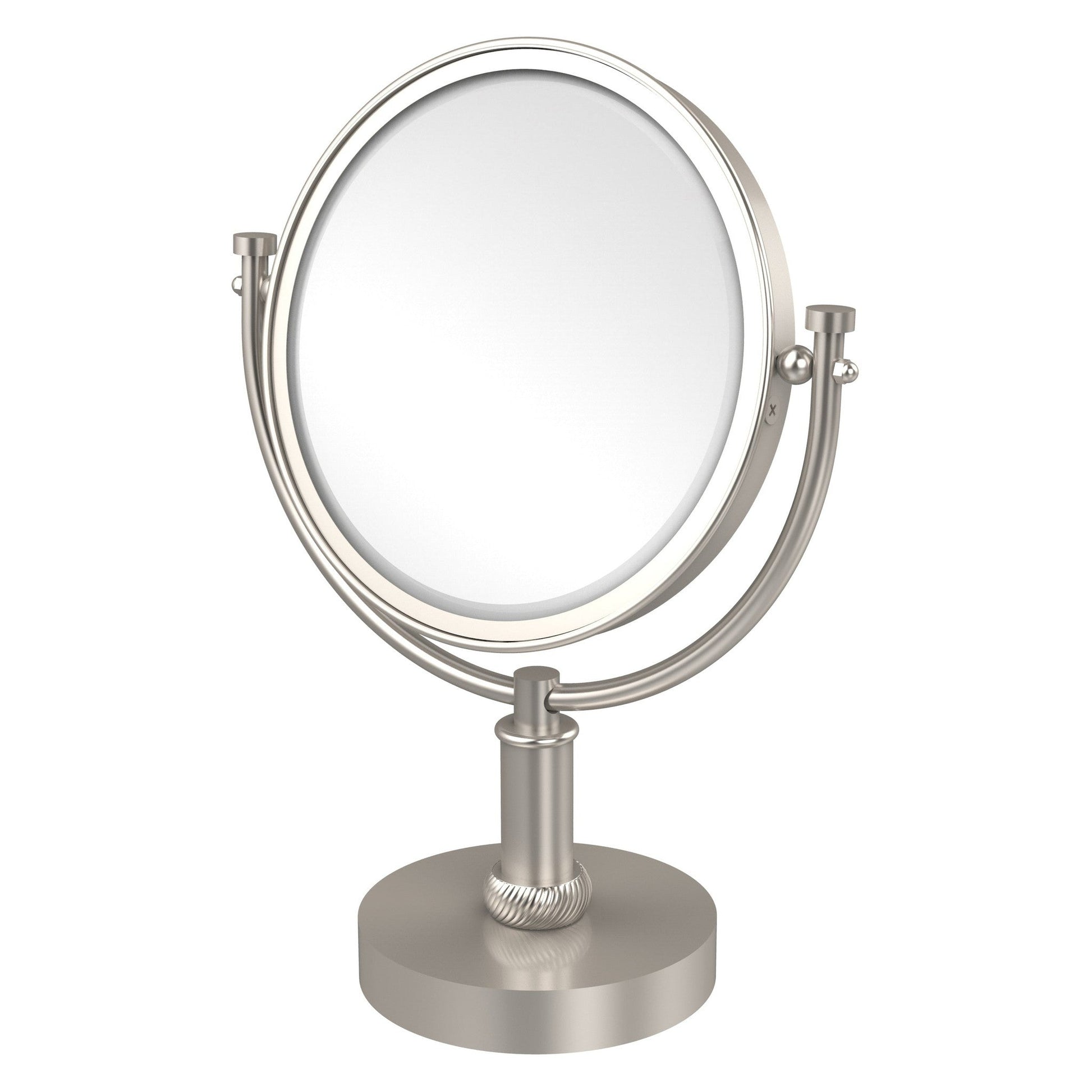 Allied Brass DM-4T/3X 8" x 8" Satin Nickel Solid Brass Vanity Top Make-Up Mirror 3X Magnification