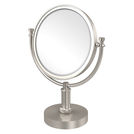 Allied Brass DM-4T/3X 8" x 8" Satin Nickel Solid Brass Vanity Top Make-Up Mirror 3X Magnification