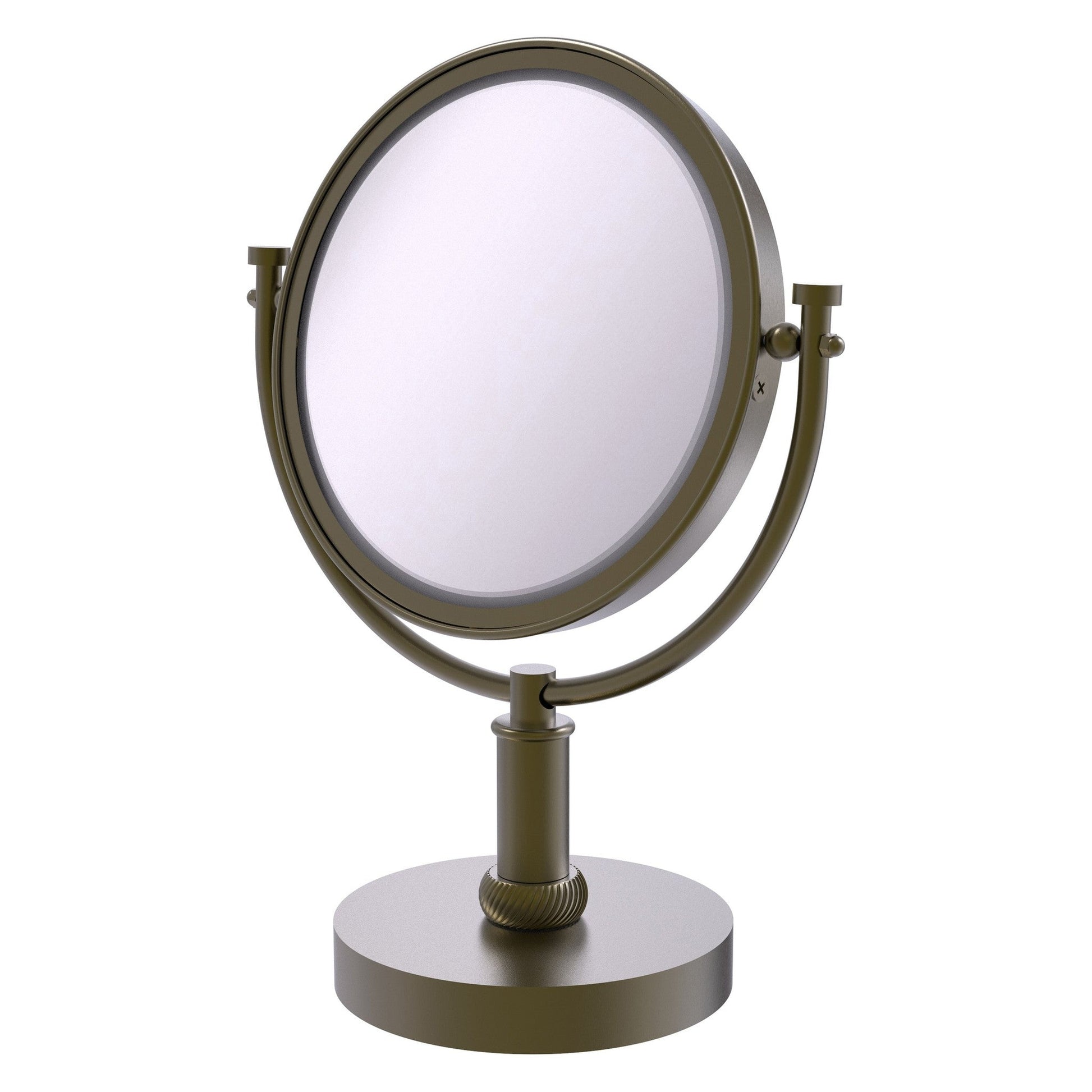 Allied Brass DM-4T/4X 8" x 8" Antique Brass Solid Brass Vanity Top Make-Up Mirror 4X Magnification