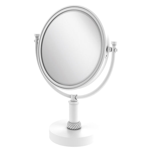Allied Brass DM-4T/5X 8" x 8" Matte White Solid Brass Vanity Top Make-Up Mirror 5X Magnification