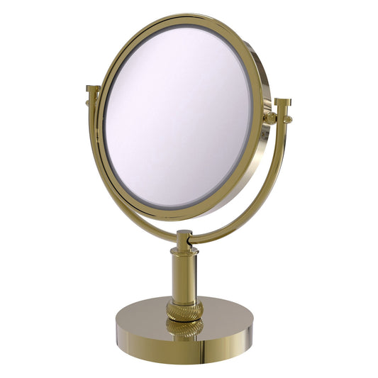 Allied Brass DM-4T/5X 8" x 8" Unlacquered Brass Solid Brass Vanity Top Make-Up Mirror 5X Magnification