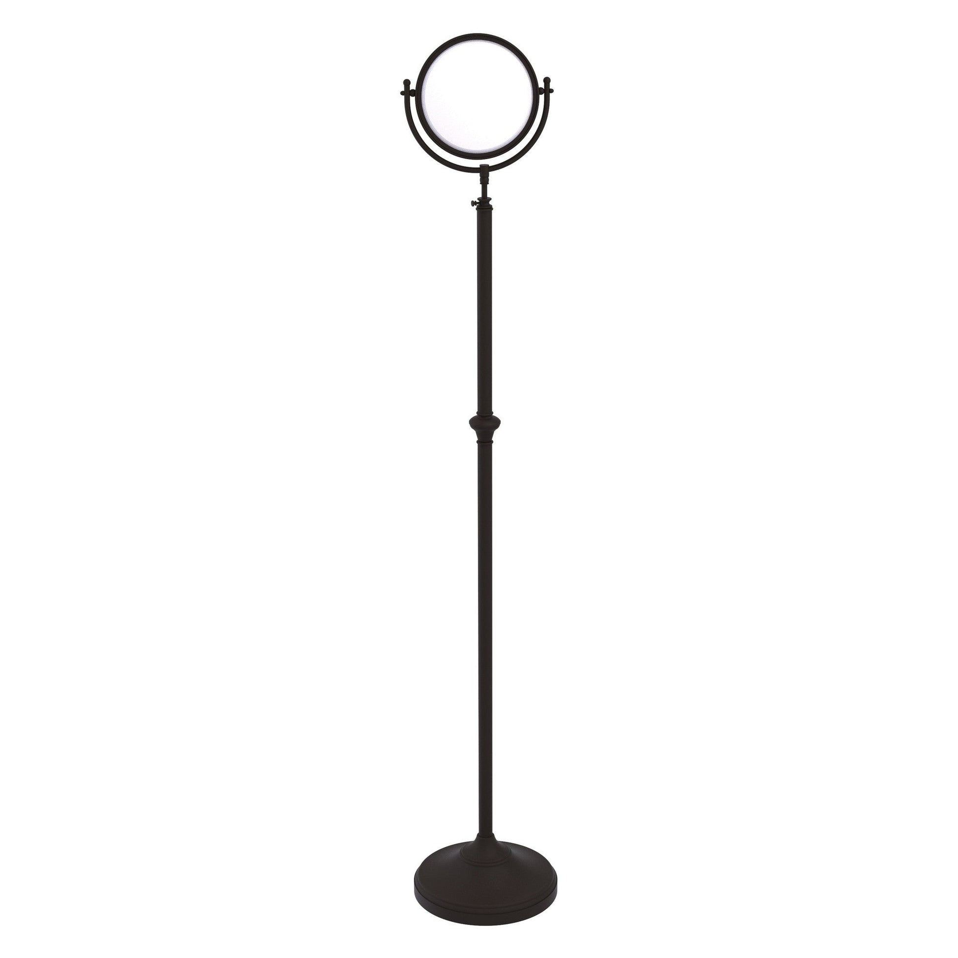Allied Brass DMF-2/2X 10.5" x 10.5" Oil Rubbed Bronze Solid Brass Adjustable Height Floor Standing Make-Up Mirror With 2X Magnification