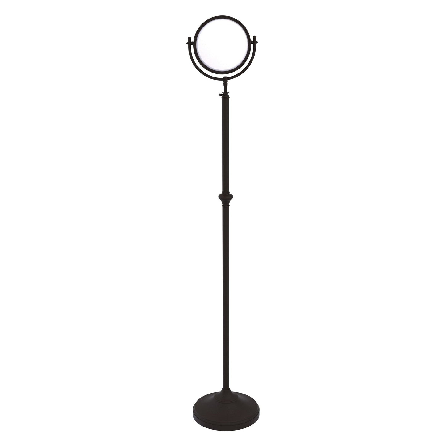 Allied Brass DMF-2/3X 10.5" x 10.5" Oil Rubbed Bronze Solid Brass Adjustable Height Floor Standing Make-Up Mirror With 3X Magnification