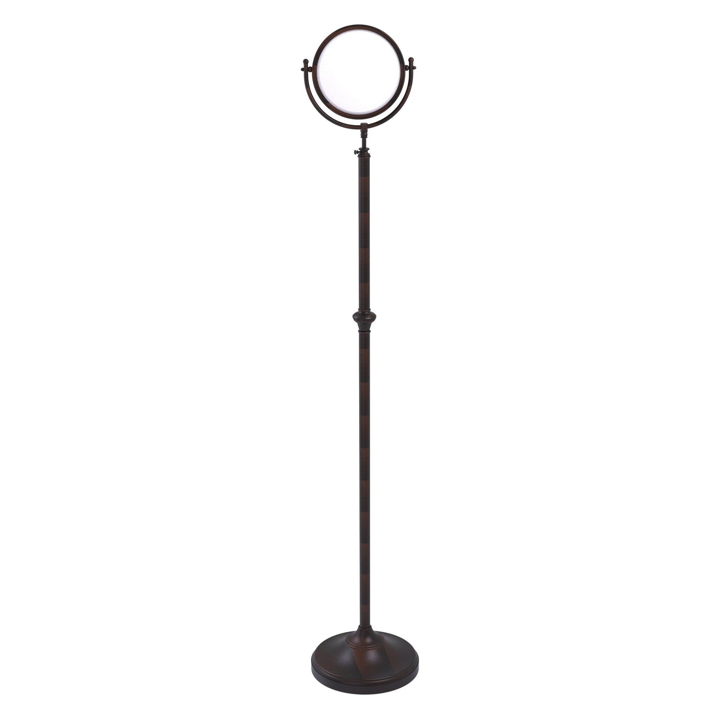 Allied Brass DMF-2/3X 10.5" x 10.5" Venetian Bronze Solid Brass Adjustable Height Floor Standing Make-Up Mirror With 3X Magnification
