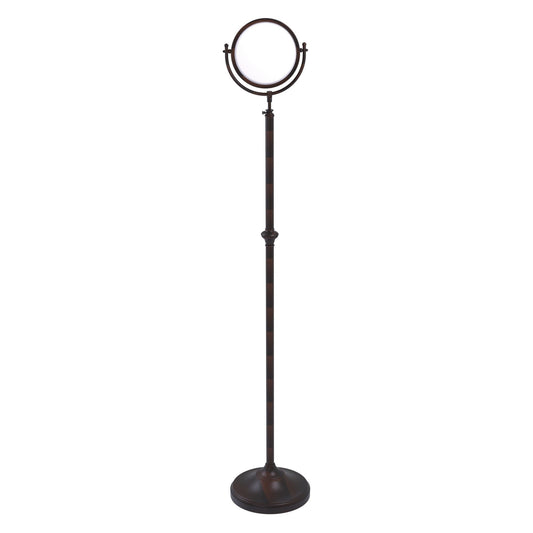 Allied Brass DMF-2/3X 10.5" x 10.5" Venetian Bronze Solid Brass Adjustable Height Floor Standing Make-Up Mirror With 3X Magnification
