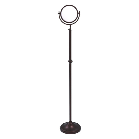 Allied Brass DMF-2/4X 10.5" x 10.5" Antique Bronze Solid Brass Adjustable Height Floor Standing Make-Up Mirror With 4X Magnification