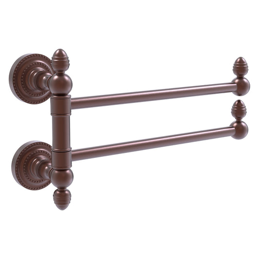 Allied Brass Dottingham 12.5" x 7" Antique Copper Solid Brass 2-Swing Arm Towel Rail