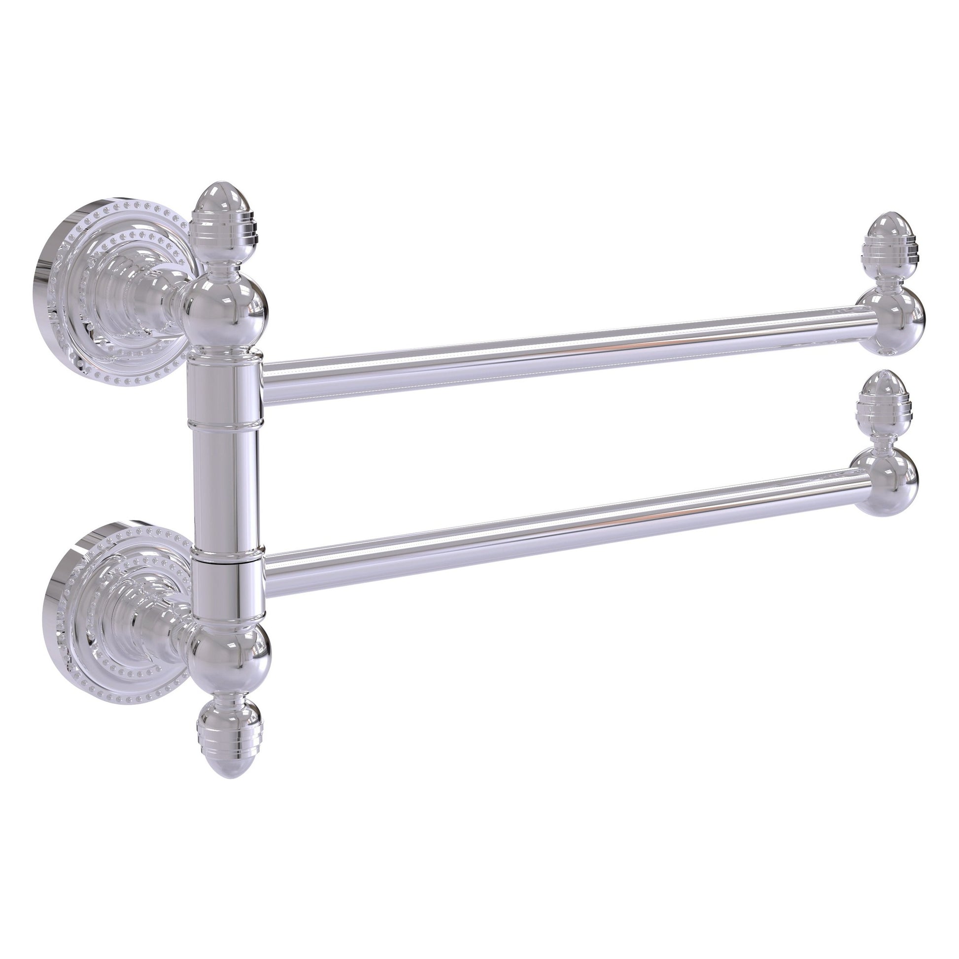 Allied Brass Dottingham 12.5" x 7" Polished Chrome Solid Brass 2-Swing Arm Towel Rail