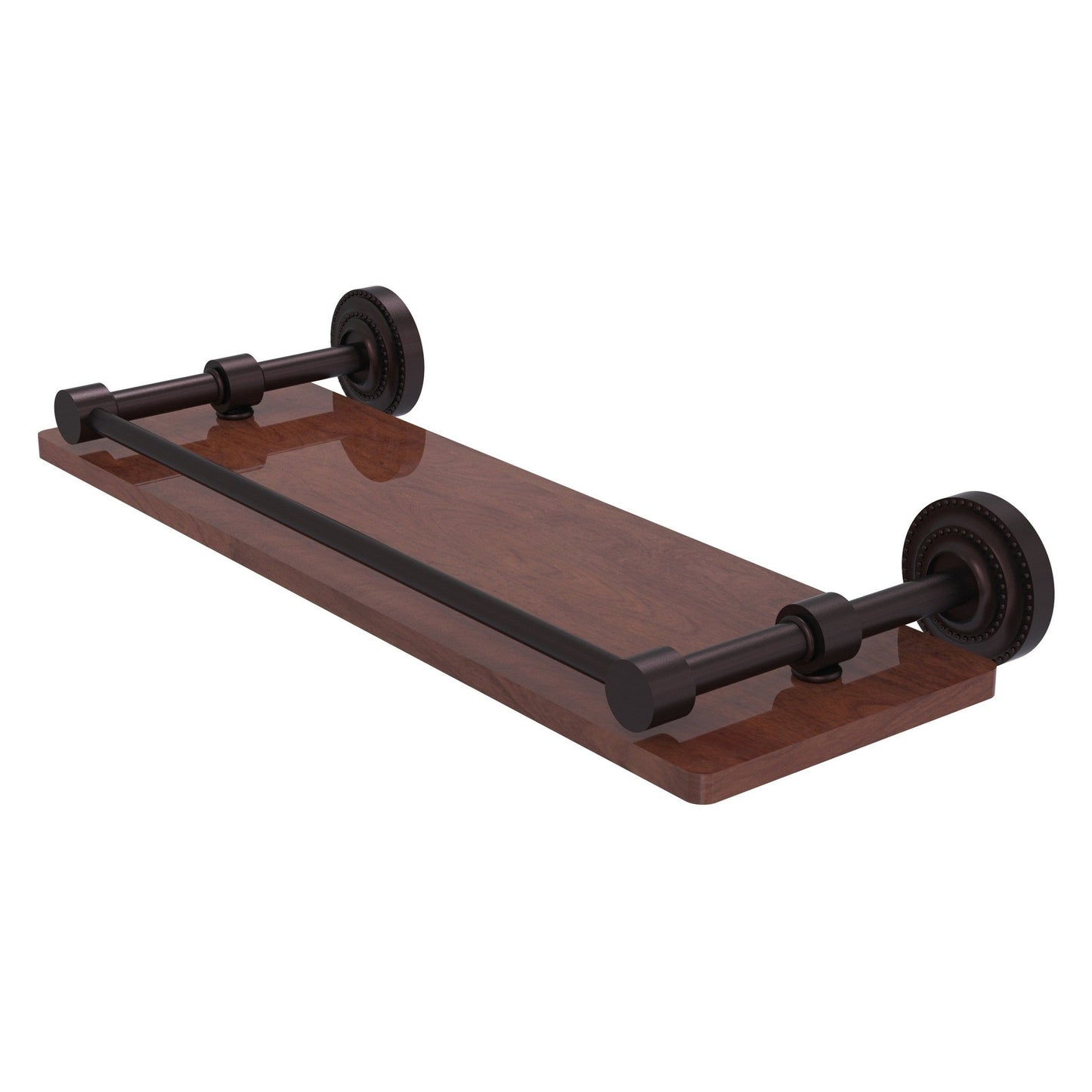 Allied Brass Dottingham 16" x 5" Antique Bronze Solid Brass Solid IPE Ironwood Shelf With Gallery Rail