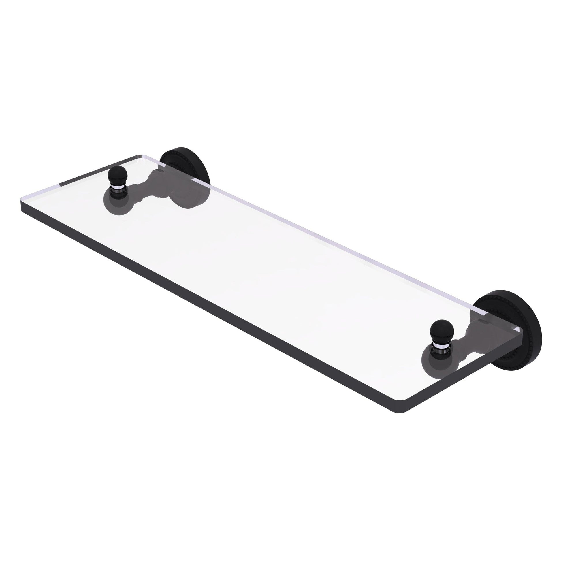 Allied Brass Dottingham 16" x 5" Matte Black Solid Brass Glass Shelf