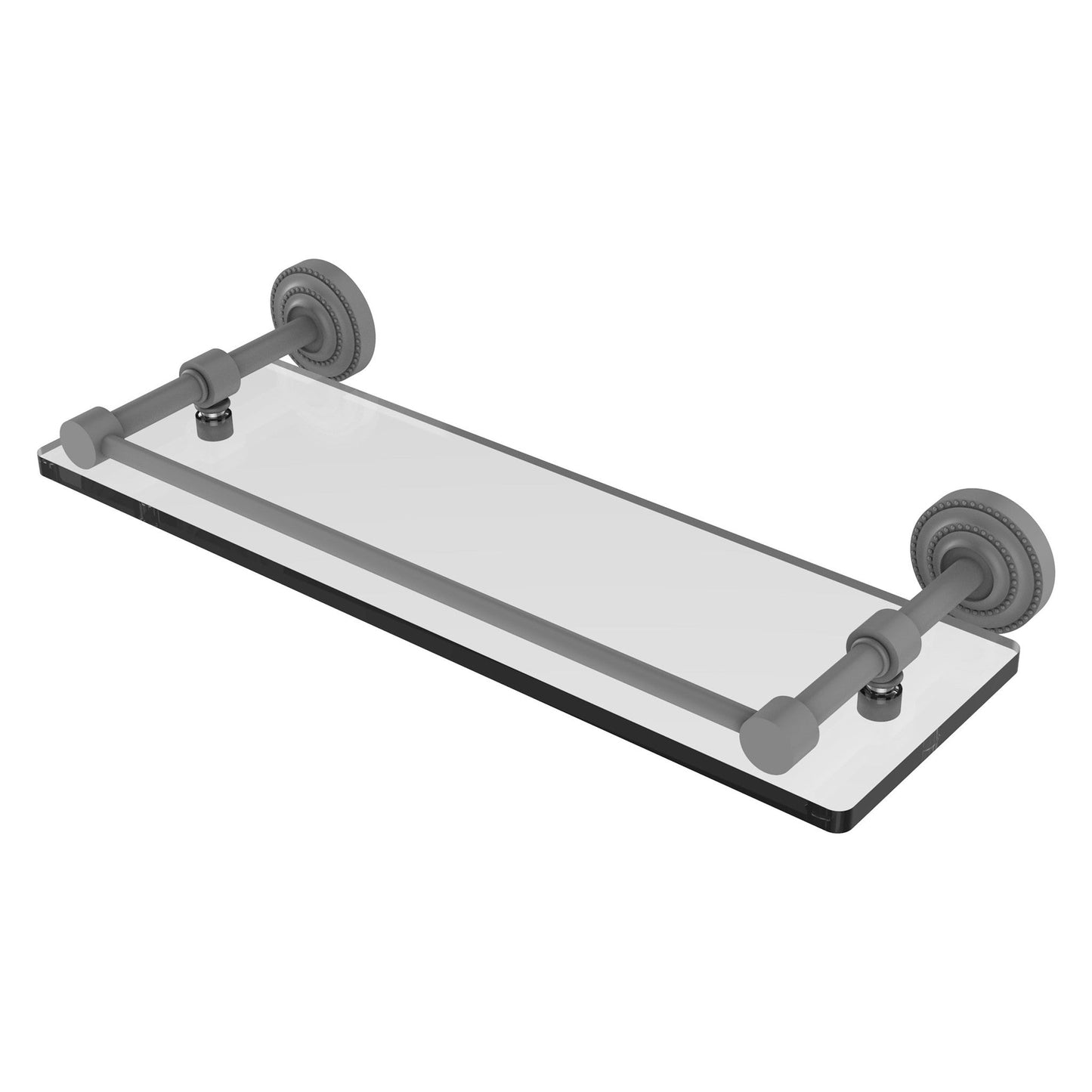 Allied Brass Dottingham 16" x 5" Matte Gray Solid Brass Glass Shelf With Gallery Rail