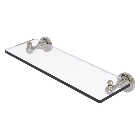Allied Brass Dottingham 16" x 5" Satin Nickel Solid Brass Glass Shelf