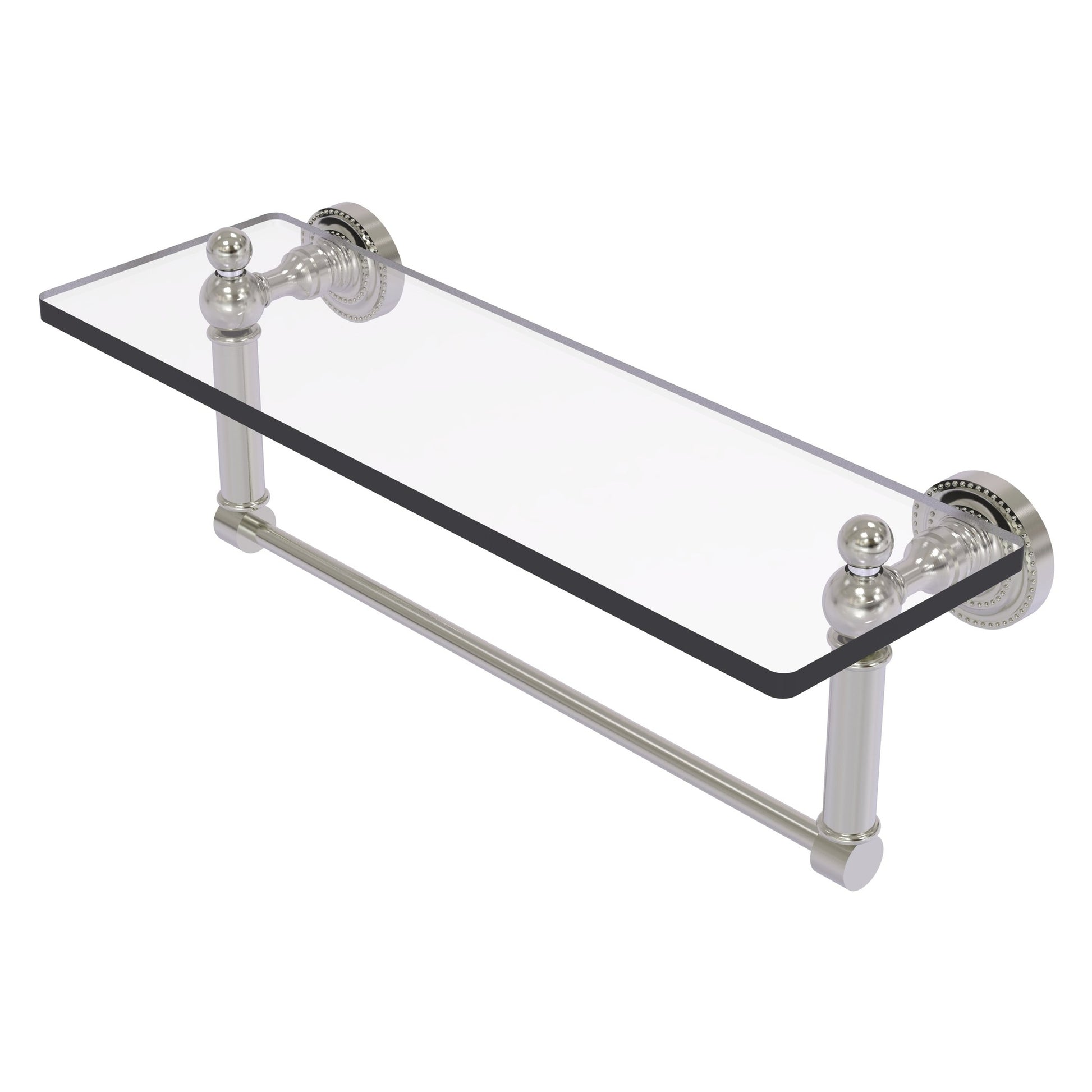 Allied Brass 16 inch Glass Vanity Shelf Beveled Edges Satin Nickel