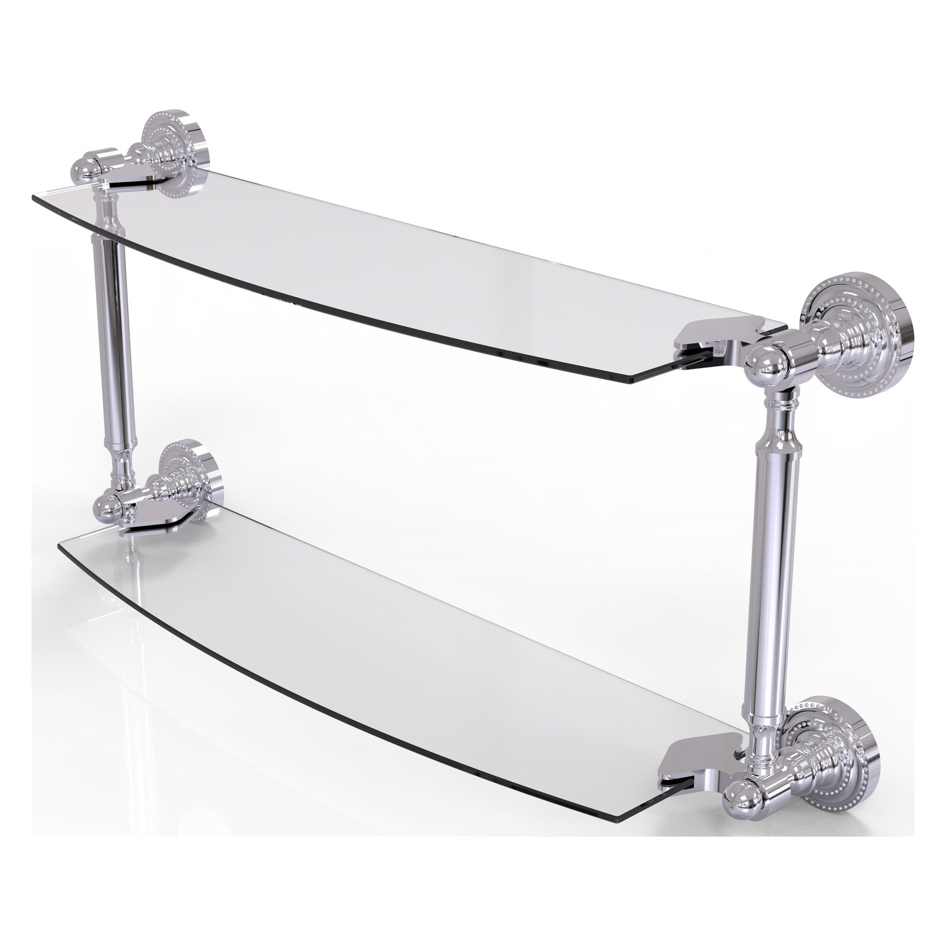 Allied Brass Dottingham 18" x 5" Polished Chrome Solid Brass Two-Tiered Glass Shelf