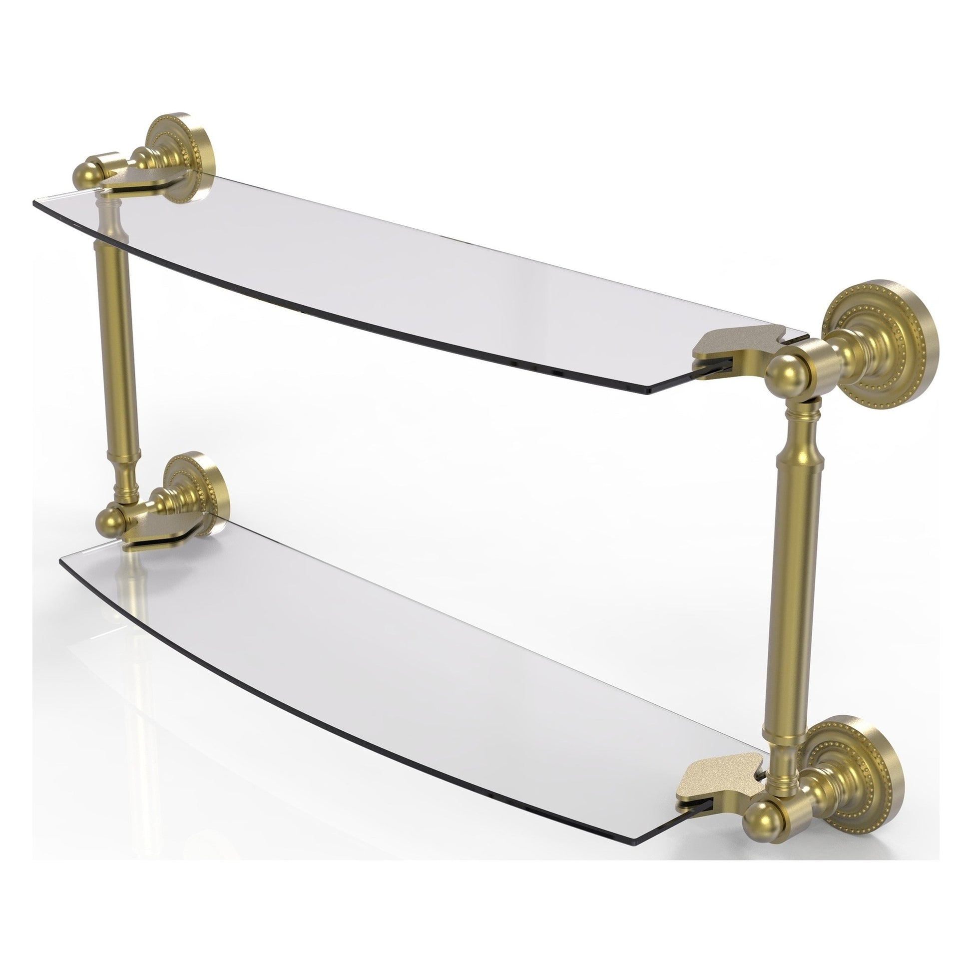 Allied Brass Dottingham 18" x 5" Satin Brass Solid Brass Two-Tiered Glass Shelf