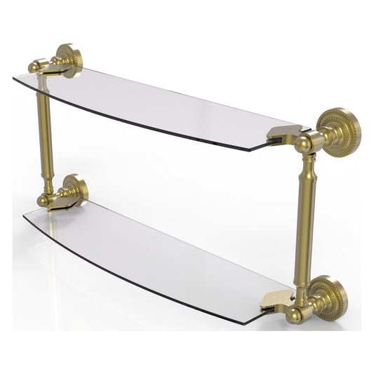 Allied Brass Dottingham 18" x 5" Satin Brass Solid Brass Two-Tiered Glass Shelf