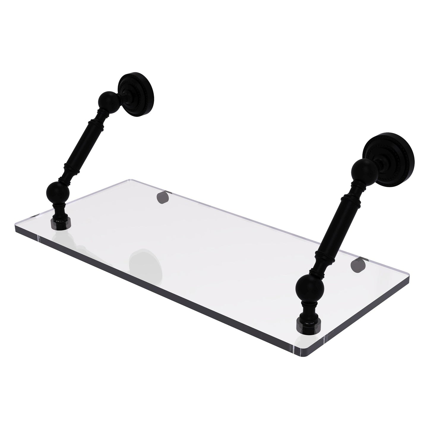 Allied Brass Dottingham 18" x 8" Matte Black Solid Brass Glass Shelf