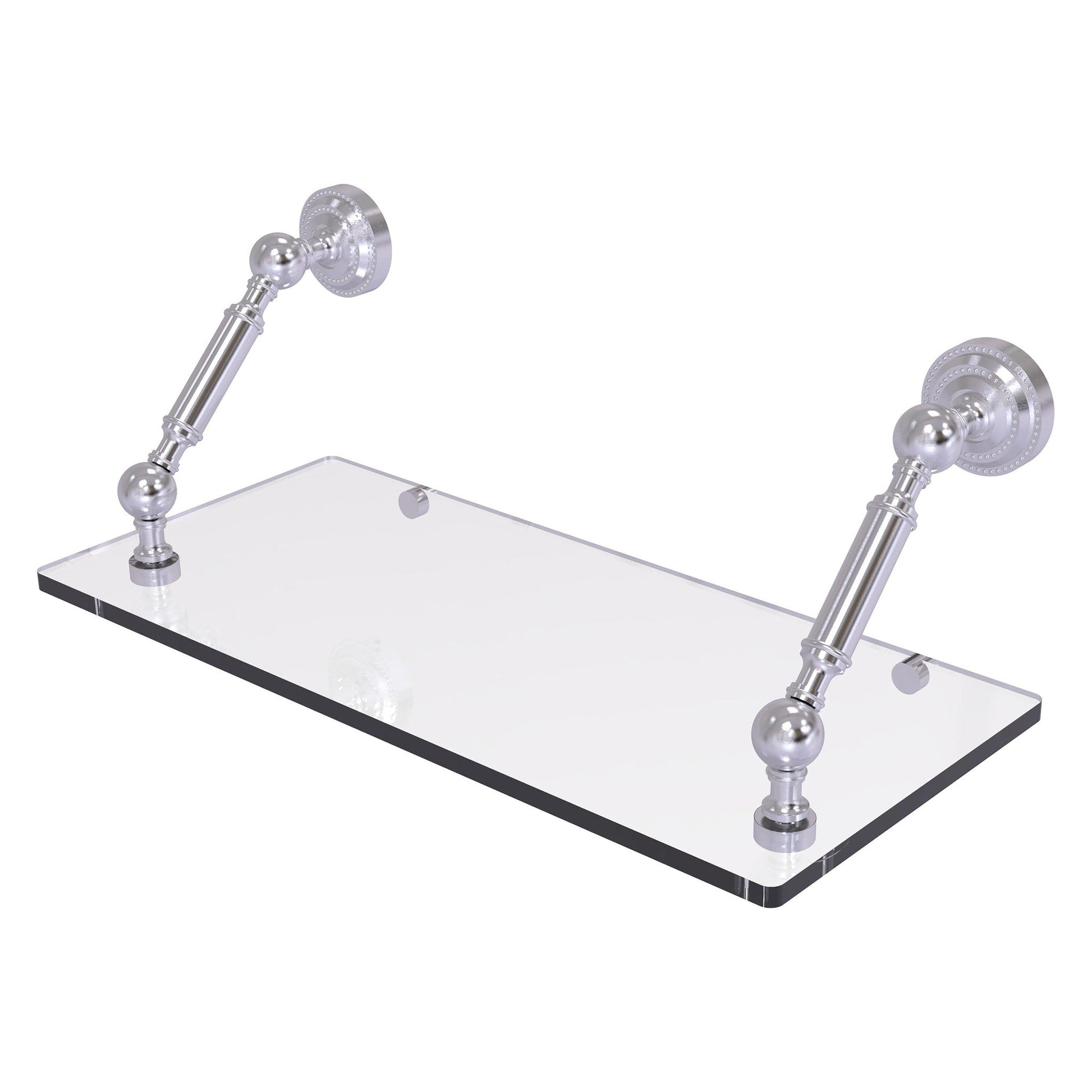 Allied Brass Dottingham 18" x 8" Satin Chrome Solid Brass Glass Shelf