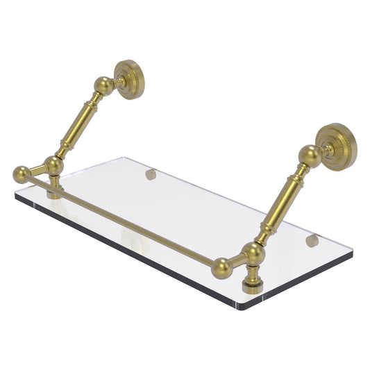Allied Brass Dottingham 18" x 8.6" Satin Brass Solid Brass Glass Shelf With Gallery Rail
