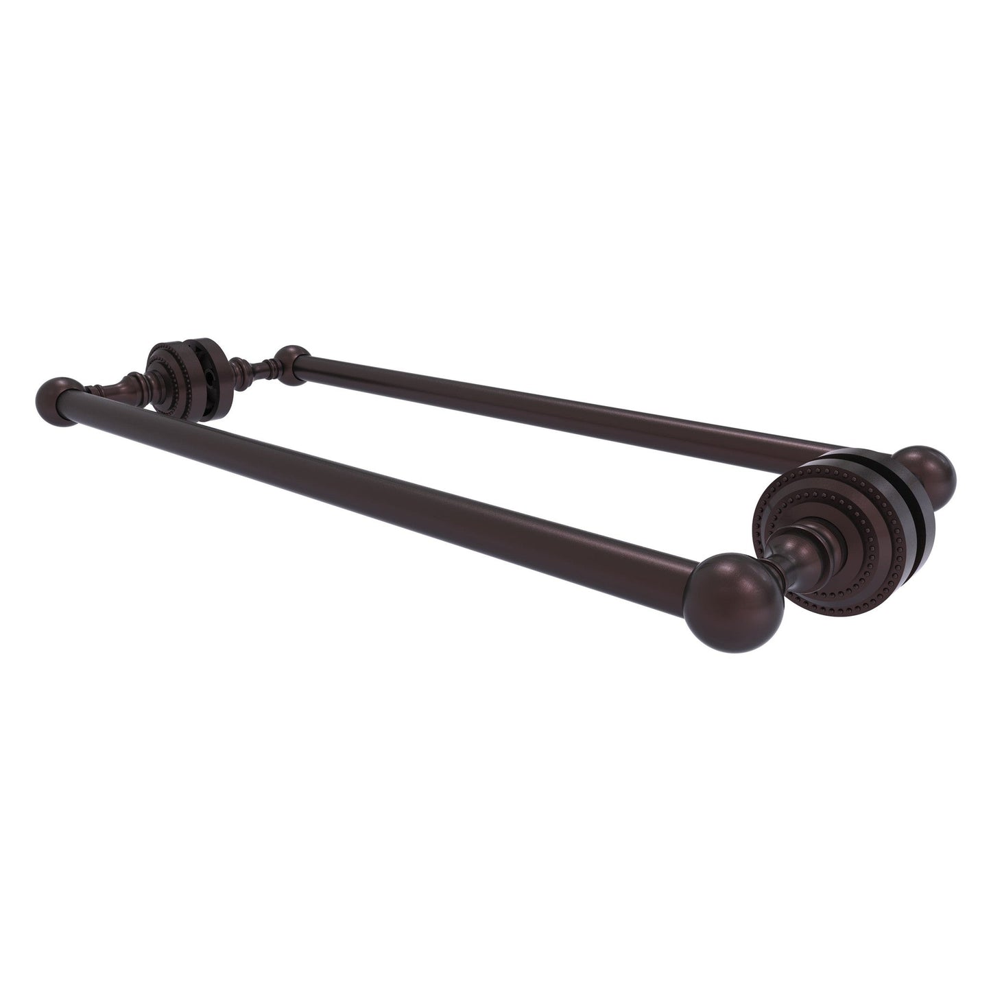 Allied Brass Dottingham 20" x 7.8" Antique Bronze Solid Brass Back-to-Back Shower Door Towel Bar