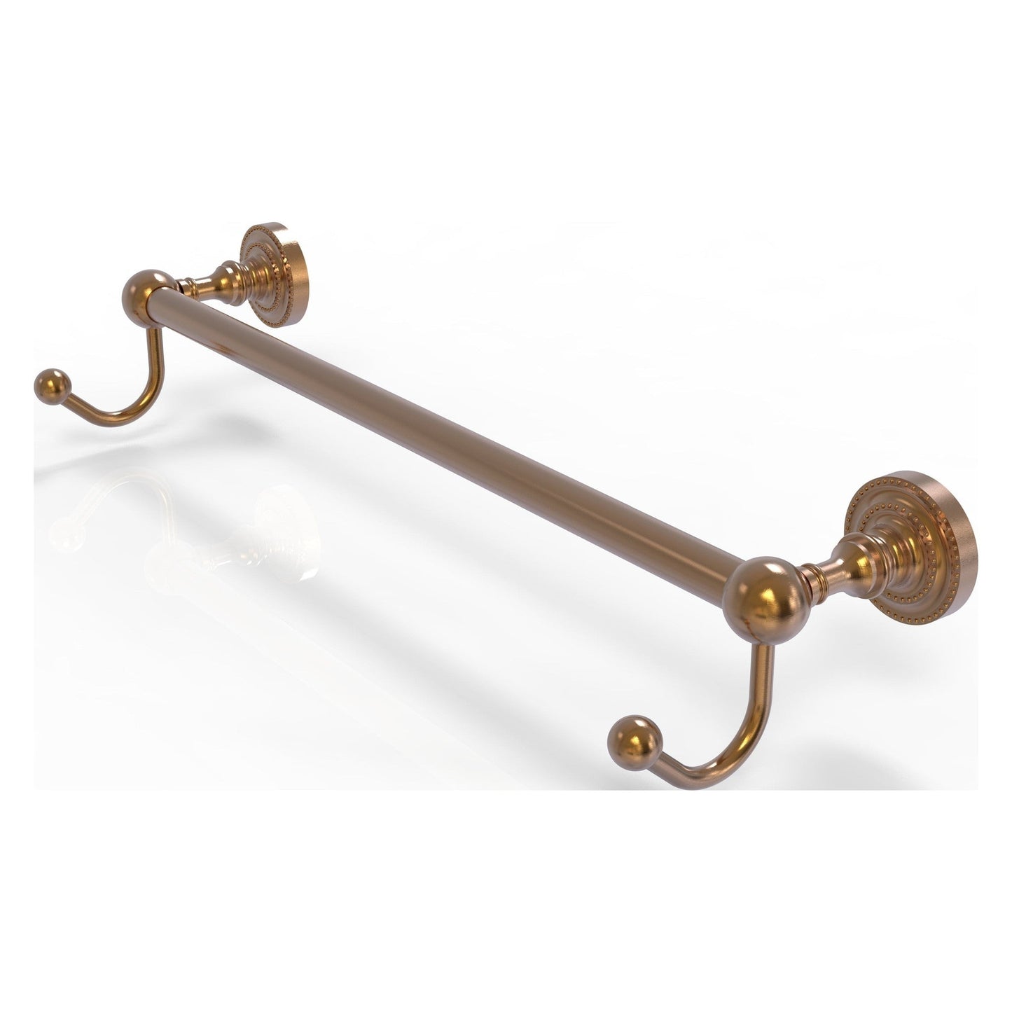 Allied Brass Dottingham 20.25" x 6" Brushed Bronze Solid Brass Towel Bar With Integrated Hooks