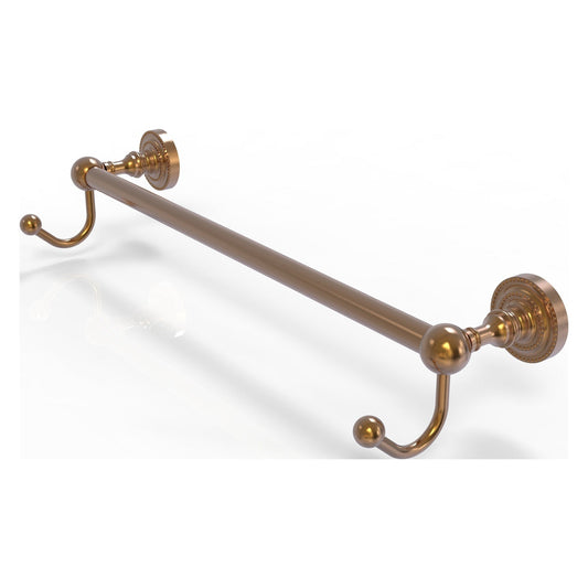 Allied Brass Dottingham 20.25" x 6" Brushed Bronze Solid Brass Towel Bar With Integrated Hooks