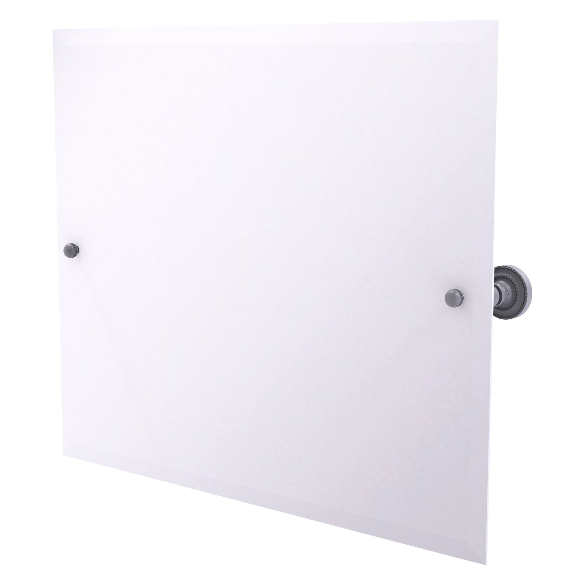 Allied Brass Dottingham 21" x 26" Matte Gray Solid Brass Frameless Landscape Rectangular Tilt Mirror With Beveled Edge