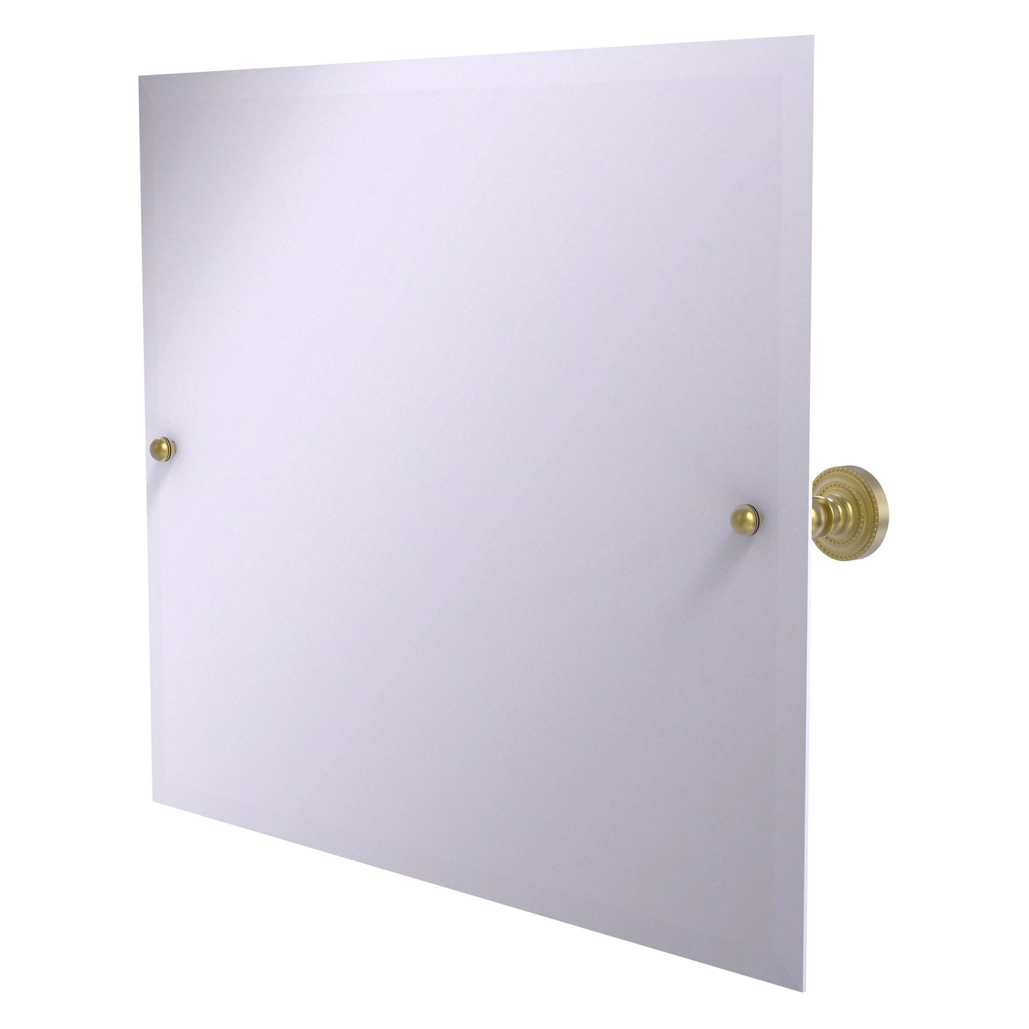 Allied Brass Dottingham 21" x 26" Satin Brass Solid Brass Frameless Landscape Rectangular Tilt Mirror With Beveled Edge